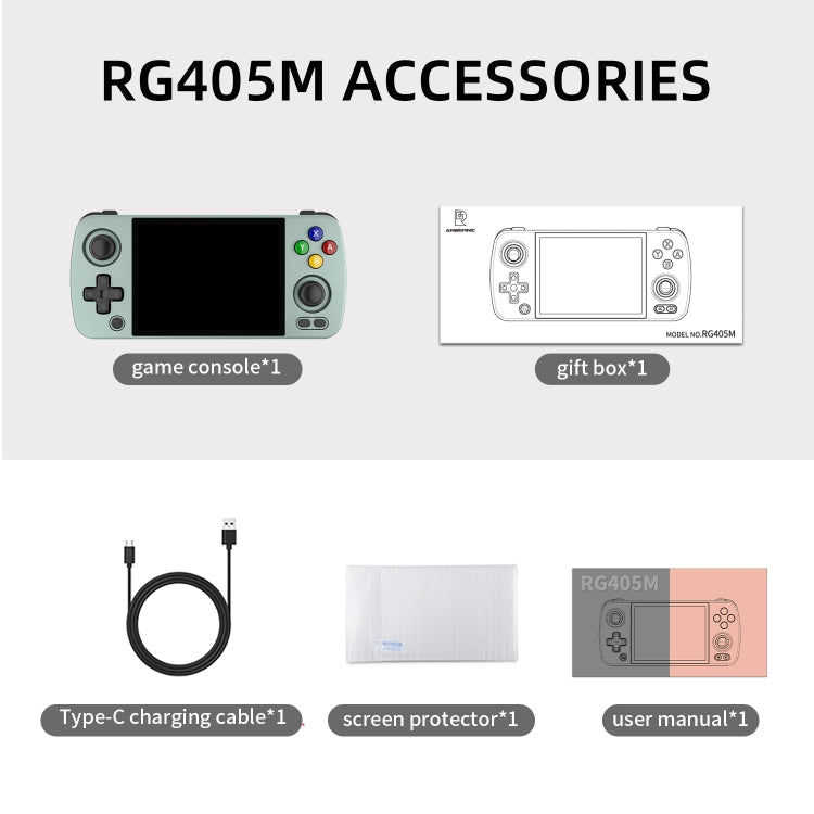 ANBERNIC RG405M Handheld Game Console 4 Inch IPS Touch Screen Aluminum Alloy Android 12 System  128G+256G 4000+Games(Gray)