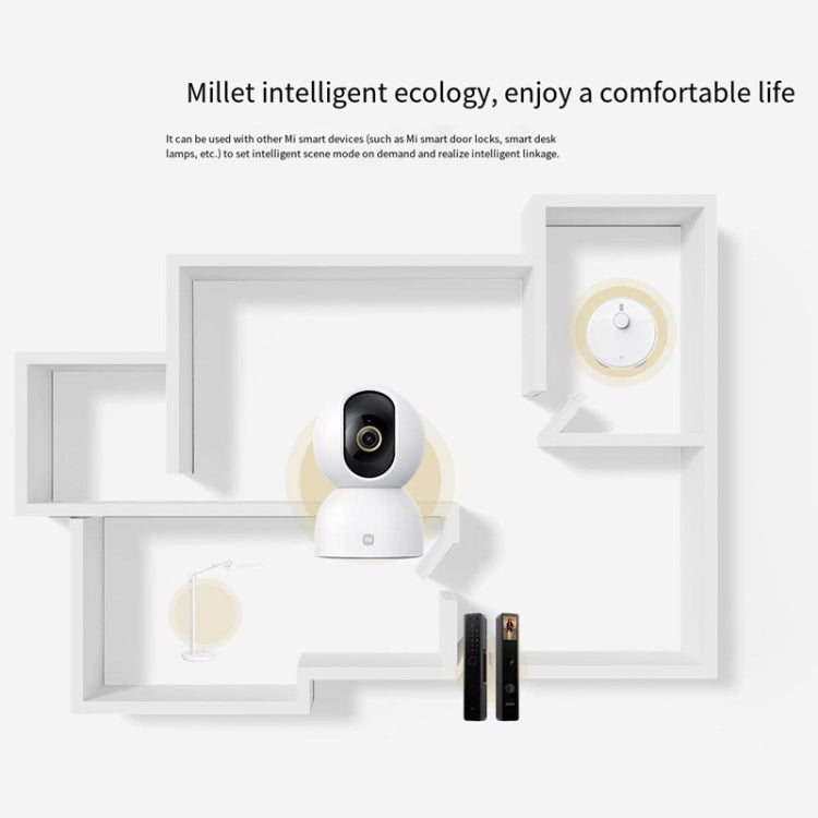 Original Xiaomi Mijia Smart Camera 3 PTZ Version 3K AI Detection Baby Monitor 5MP 360 Degree View Webcam Day & Night Work Infrared Night Vision, With US Plug Adapter(White)