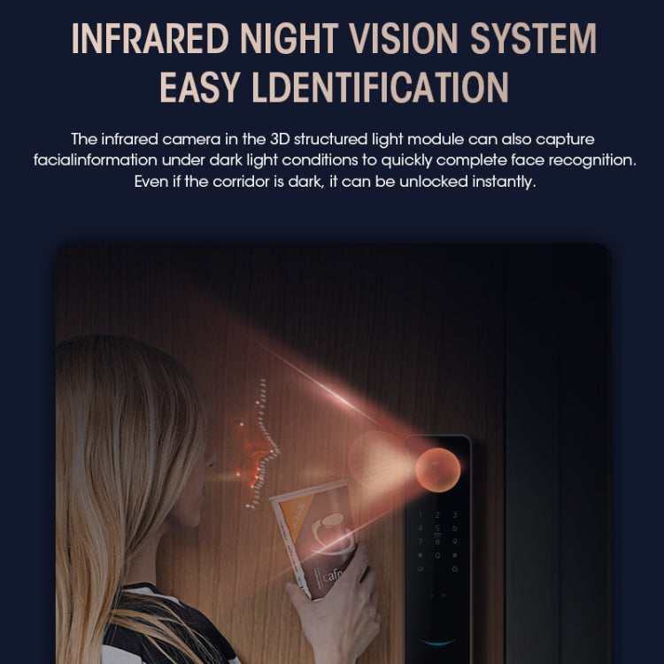 S61 Fully Automatic 3D Face Recognition Tuya Wifi Smart Fingerprint Lock Anti-theft Password Lock(Space Gray)