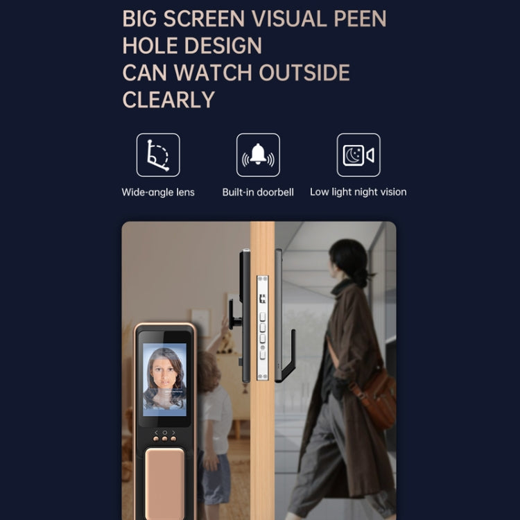 S61 Fully Automatic 3D Face Recognition Tuya Wifi Smart Fingerprint Lock Anti-theft Password Lock(Space Gray)