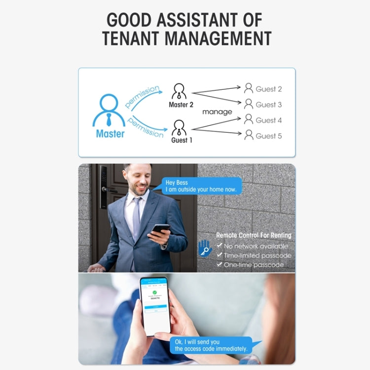 Wifi Fingerprint Lock Home Security Door Password Lock Supports APP Remote Unlocking(Rose Gold)