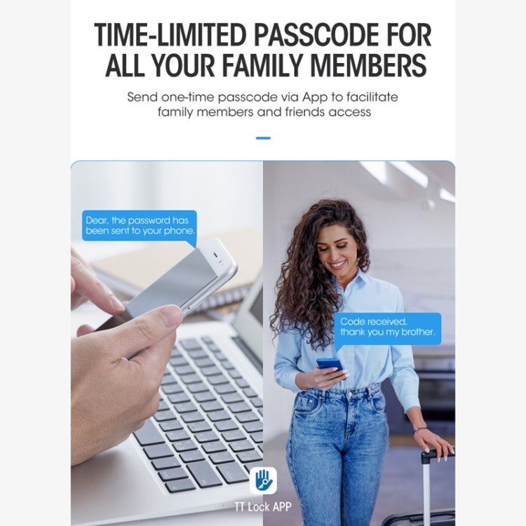 Wifi Fingerprint Lock Home Security Door Password Lock Supports APP Remote Unlocking(Space Gray)