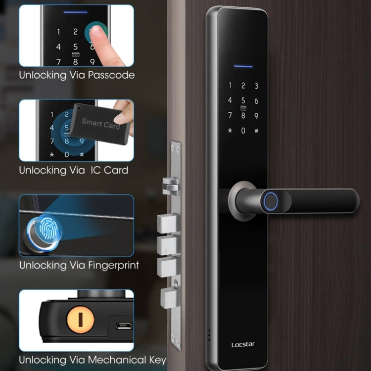 Wifi Fingerprint Lock Home Security Door Password Lock Supports APP Remote Unlocking(Space Gray)