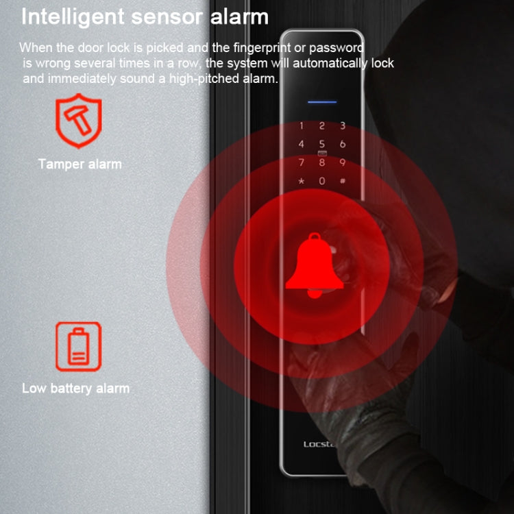 Wifi Fingerprint Lock Home Security Door Password Lock Supports APP Remote Unlocking(Rose Gold)