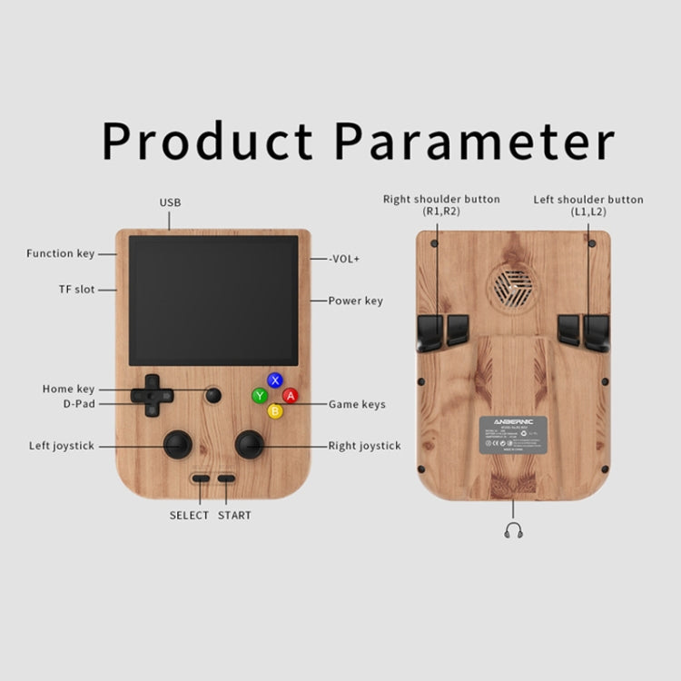 ANBERNIC  RG405V 4+128G 7000+ Games Handheld Game Console 4-Inch IPS Screen Android 12 System T618 64-Bit Game Player(Wood Grain)