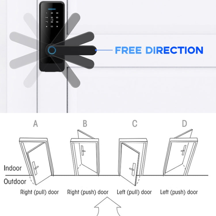 C89 Smart Fingerprint Password Lock Home Indoor Door TUYA System Lock(Silver)