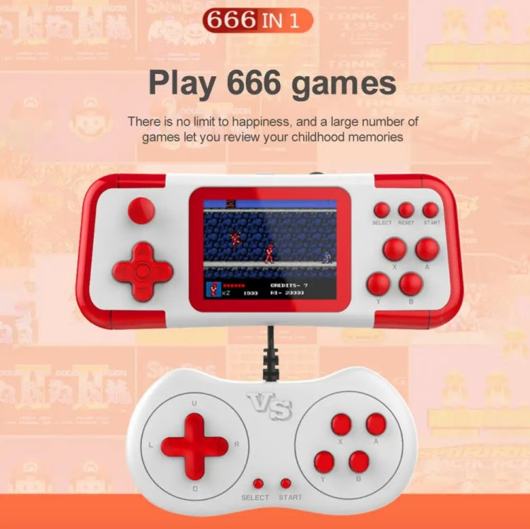 A12 3.0-Inch HD Colorful Screen Retro Handheld Game Console With 666 Built-In Games, Model: Double Red Blue