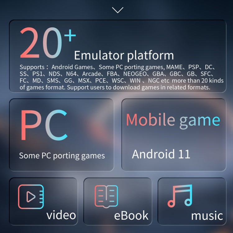 ANBERNIC RG ARC-S Handheld Game Console 4-Inch IPS Screen Linux System Portable Video Arcade 256G(Transparent Blue)