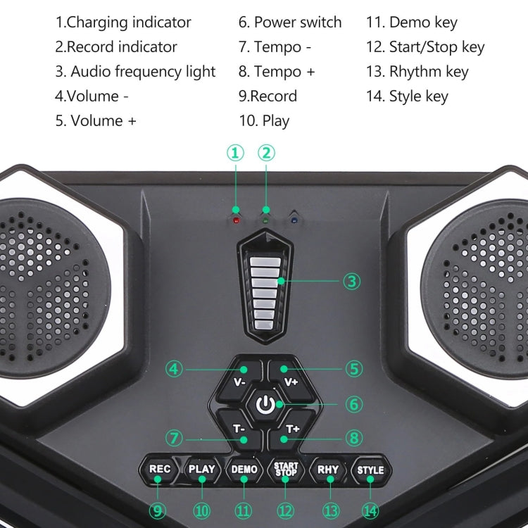 G6008 Desktop Drums With Sound Lithium Portable Drum Set Bluetooth Kids Practice Drum(Black)