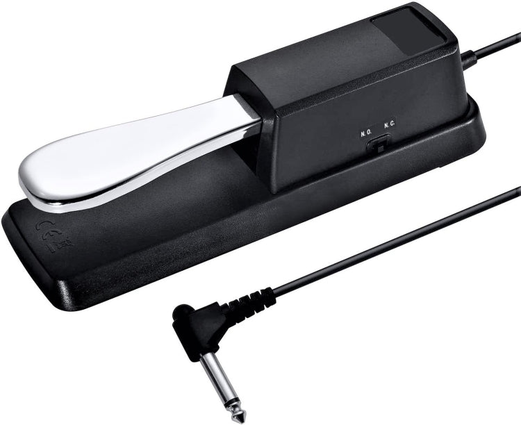 PL-02 6.35mm Connector Piano Sustain Pedal MIDI Synthesizer Pedal Musical Instrument Accessories(Black+Chrome-plated)