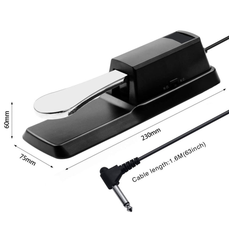 PL-02 6.35mm Connector Piano Sustain Pedal MIDI Synthesizer Pedal Musical Instrument Accessories(Black+Chrome-plated)