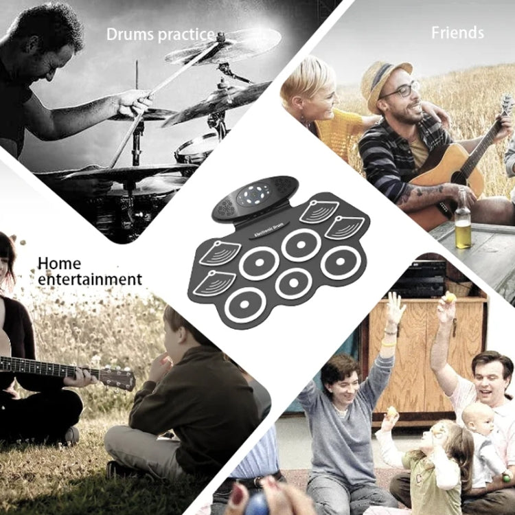 W362 Silicone Double Horn Hand-Rolled Drums Foot Pedal Percussion 7 Drum Kits Electronic Drums