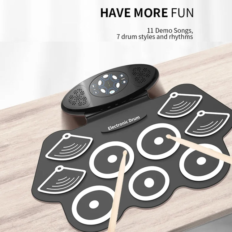 W362 Silicone Double Horn Hand-Rolled Drums Foot Pedal Percussion 7 Drum Kits Electronic Drums