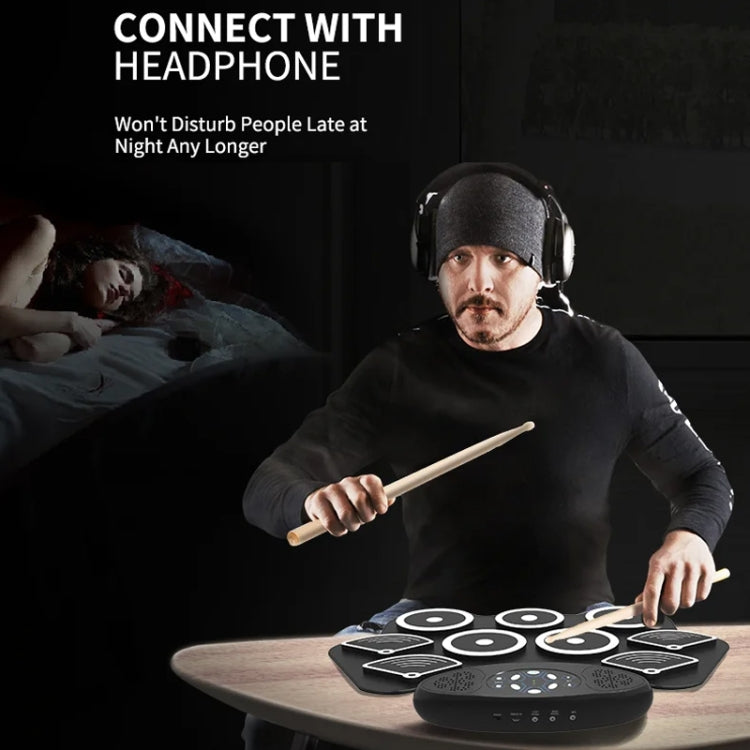 W362 Silicone Double Horn Hand-Rolled Drums Foot Pedal Percussion 7 Drum Kits Electronic Drums