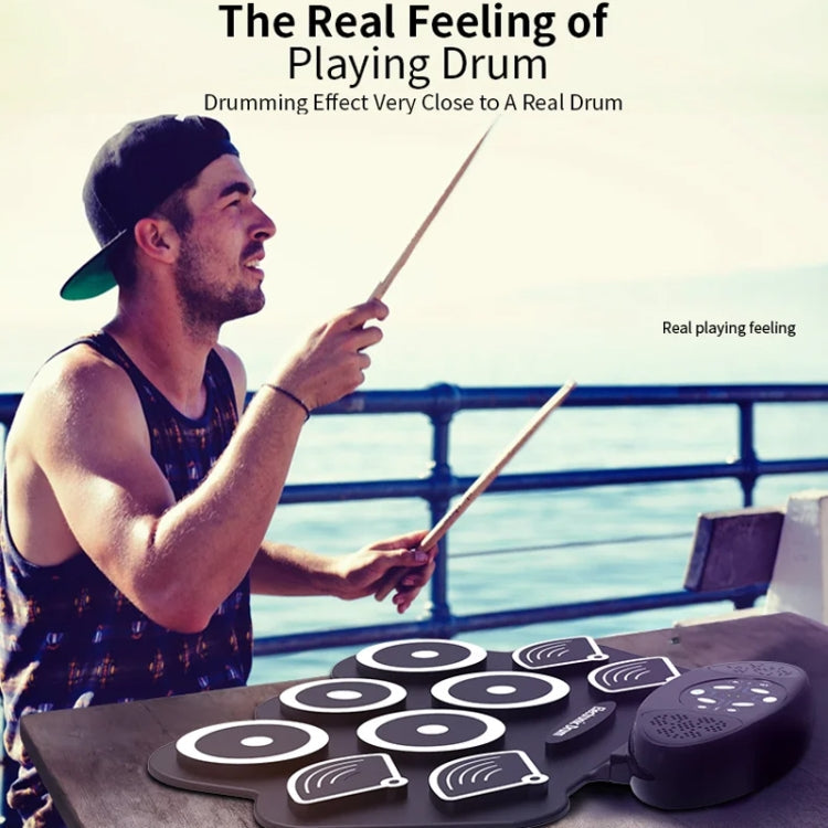 W362 Silicone Double Horn Hand-Rolled Drums Foot Pedal Percussion 7 Drum Kits Electronic Drums