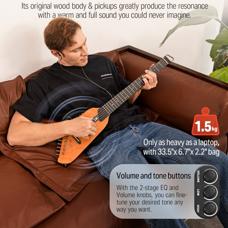 DONNER Smart Headless Silent Guitar Travel Portable Detachable Acoustic Guitar, Style: Mahogany