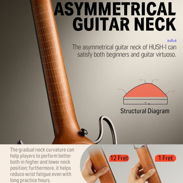 DONNER Smart Headless Silent Guitar Travel Portable Detachable Acoustic Guitar, Style: Maple