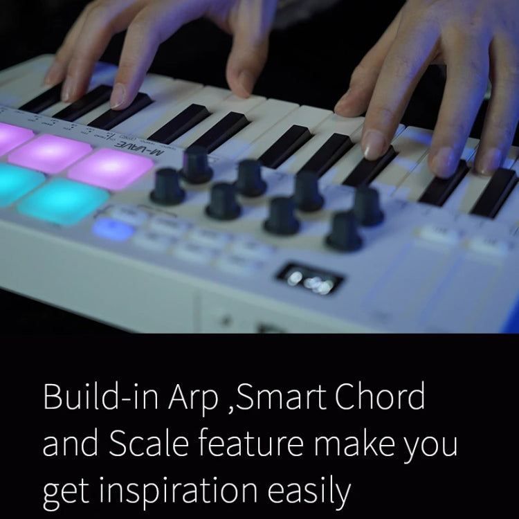 M-VAVE SMK-25 USB MIDI Keyboard Controller With 8 Back Drum Pads(White)