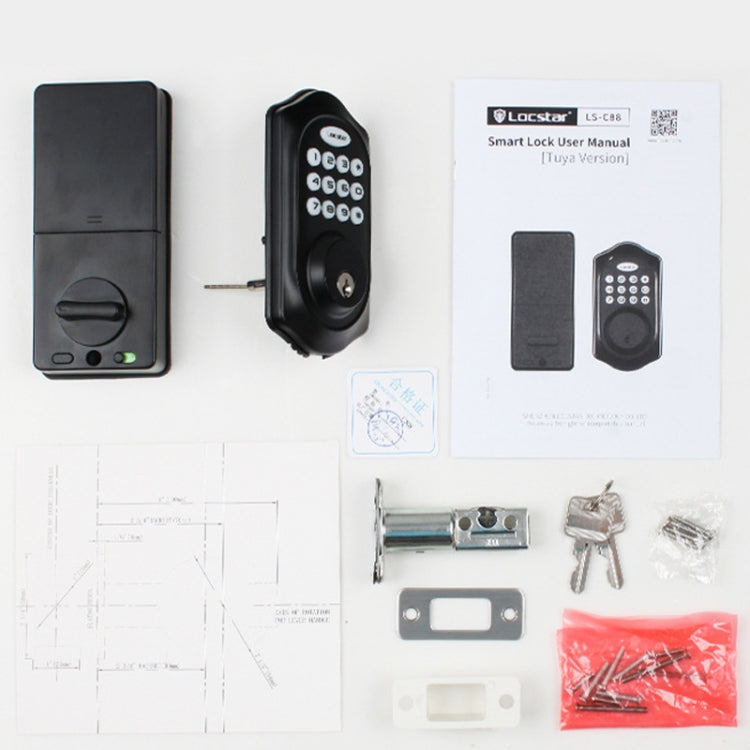 C88 Bluetooth Remote Tuya Automatic Smart Electronic Password Door Lock(Black)