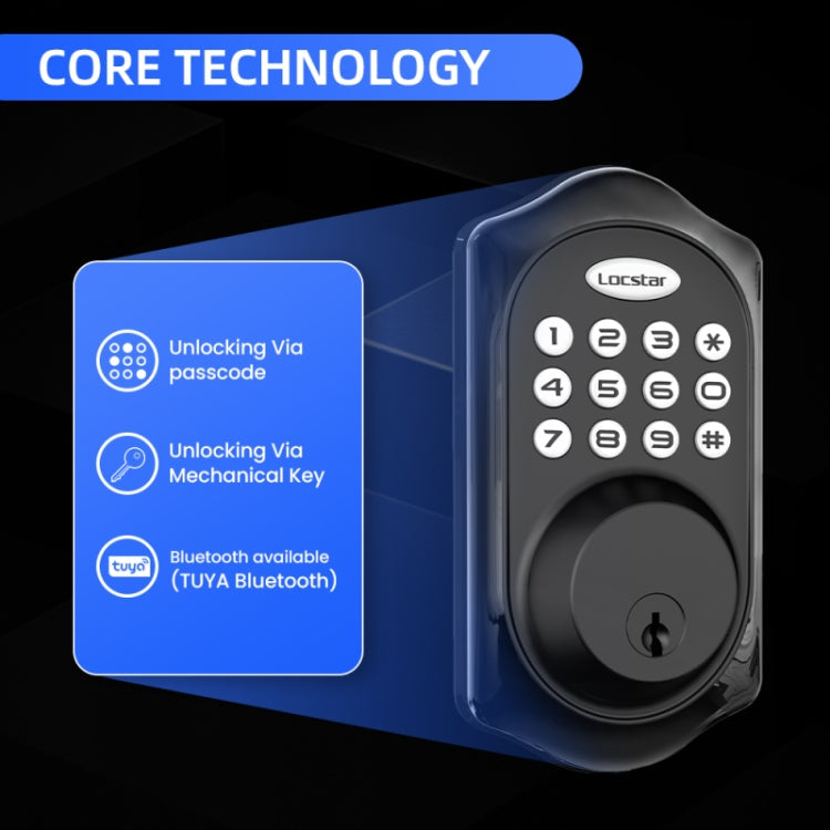 C88 Bluetooth Remote Tuya Automatic Smart Electronic Password Door Lock(Black)