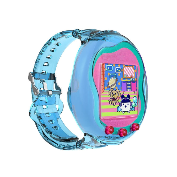 For Tamagotchi UNI (2023) Pet Game Machine Silicone Integrated Watch Strap Protective Case(Transparent Blue)