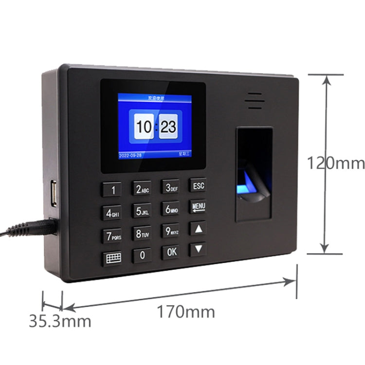 Fingerprint Recognition Voice Broadcast Smart Report Generation Attendance Machine, Model: Gold UK Plug