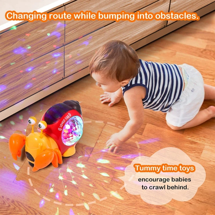Crawling Hermit Crab Educational Electrical Toys Universal Music Light Projection Cartoon Children Toys(Orange)