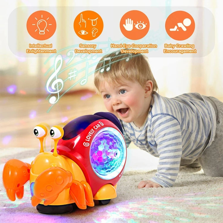 Crawling Hermit Crab Educational Electrical Toys Universal Music Light Projection Cartoon Children Toys(Orange)