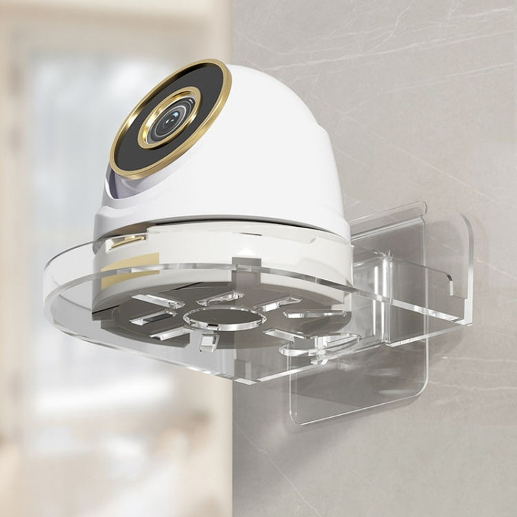 Traceless Wall Mounted Camera Bracket Home No-Punch Surveillance Rack Router Shelf(Transparent)