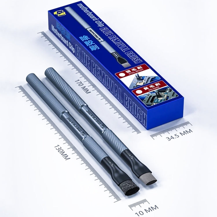 MECHANIC Cell Phone Motherboard Chip Degumming Brush PCB De-Tin Cleaning Cylinder Long Handle Brush, Style: Steel Wire