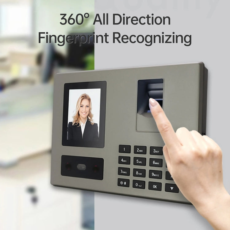 FA03 Intelligent Voice Prompt Face Recognition Fingerprint Attendance Machine(English with US Plug)