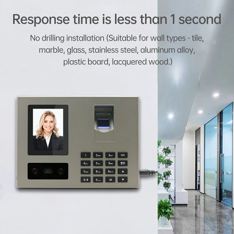 FA03 Intelligent Voice Prompt Face Recognition Fingerprint Attendance Machine(English with US Plug)