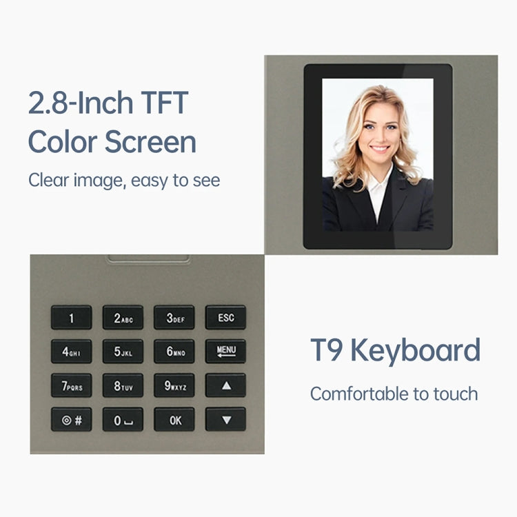 FA03 Intelligent Voice Prompt Face Recognition Fingerprint Attendance Machine(English with EU Plug)