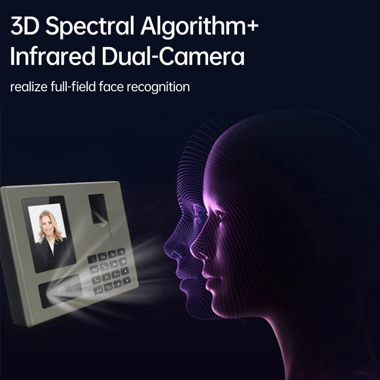 FA03 Intelligent Voice Prompt Face Recognition Fingerprint Attendance Machine(English with US Plug)