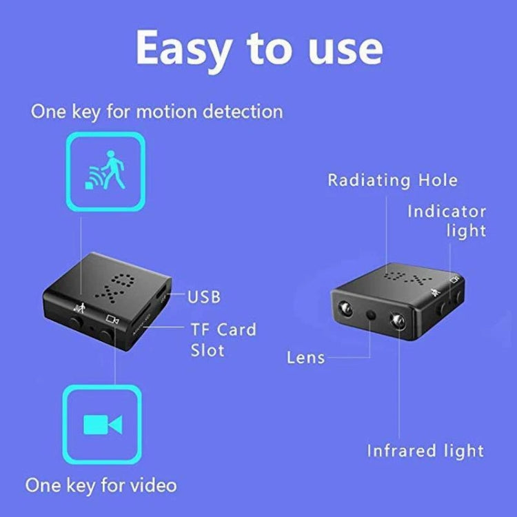 XD Camera 1080p HD Video Smart IR-CUT Infrared Night Vision Sports Camera(Direct Version No Battery)