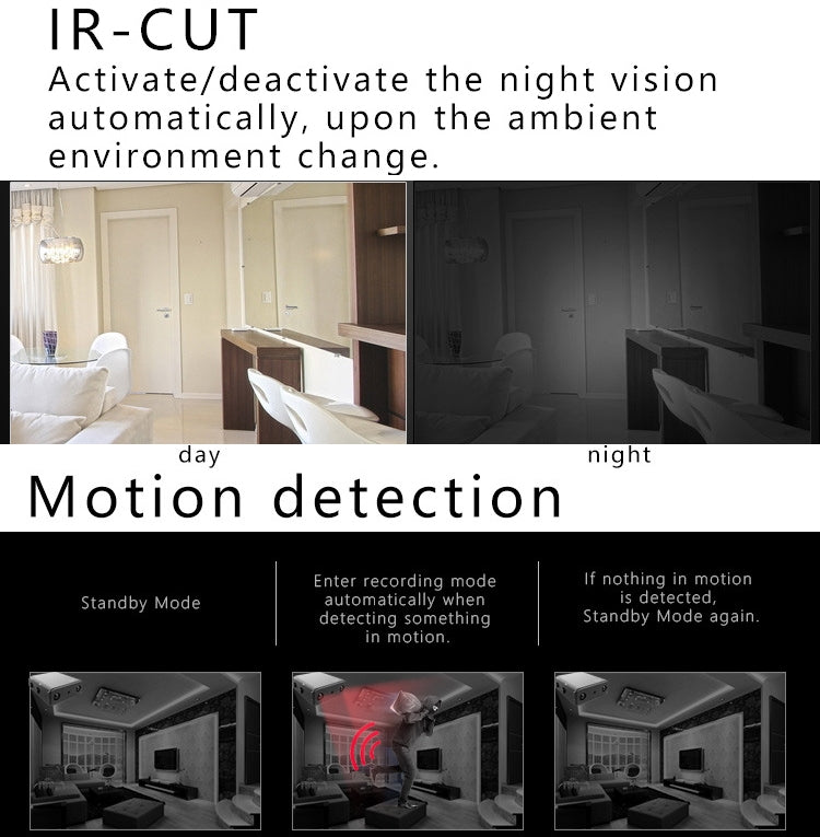 XD Camera 1080p HD Video Smart IR-CUT Infrared Night Vision Sports Camera(Direct Version No Battery)