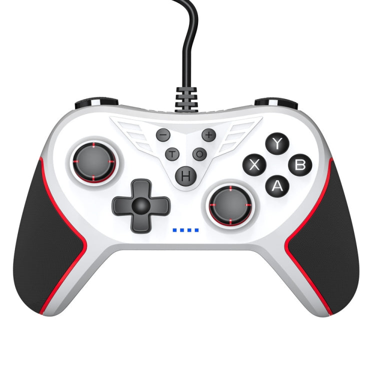 For Switch / PC USB Wired Gamepad With Vibration And Burst Function(White)