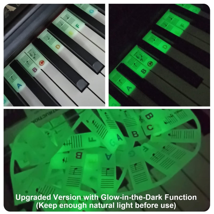 Luminous Silicone Piano Notes Guide Removable Piano Keyboard, Spec: 61 Keys Black Text