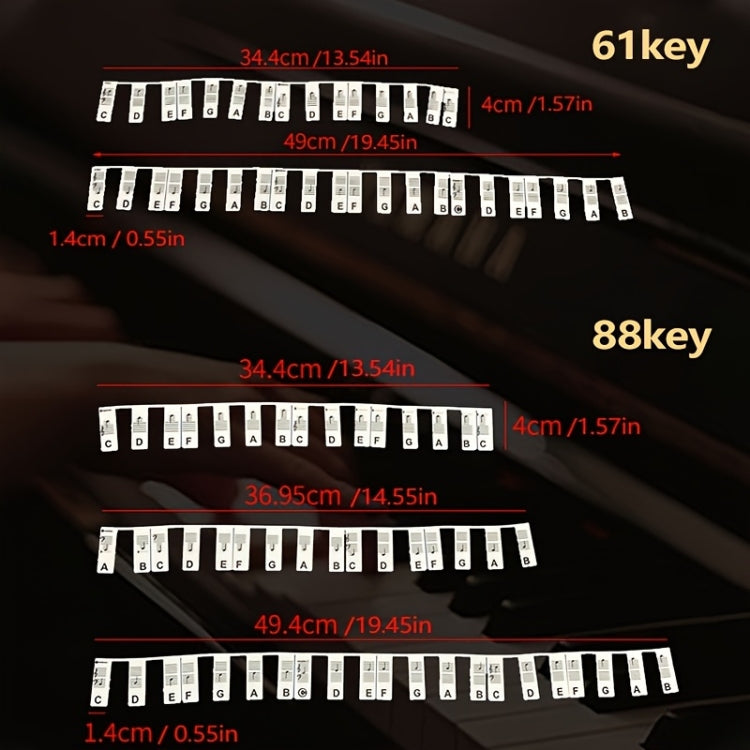 Luminous Silicone Piano Notes Guide Removable Piano Keyboard, Spec: 88 Keys Black Text