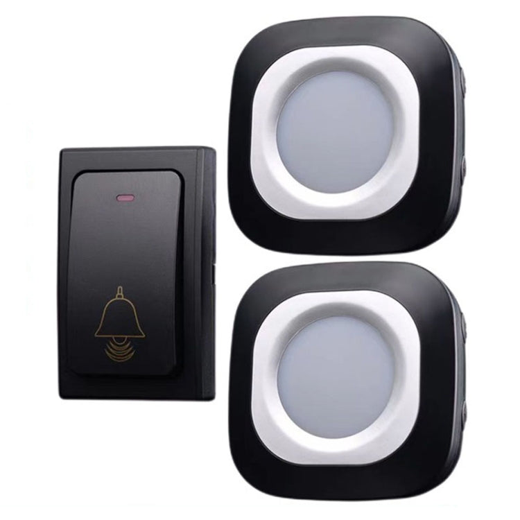 Flash Wireless Home Doorbell Self-Generated Smart Remote Control Doorbell Without Batteries, Specification: 1 For 2 Black(EU Plug)