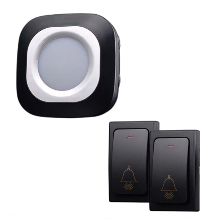 Flash Wireless Home Doorbell Self-Generated Smart Remote Control Doorbell Without Batteries, Specification: 2 For 1 Black(UK Plug)