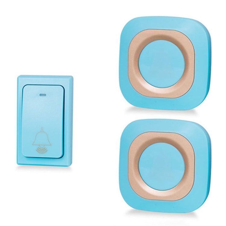 Flash Wireless Home Doorbell Self-Generated Smart Remote Control Doorbell Without Batteries, Specification: 1 For 2 Blue(EU Plug)