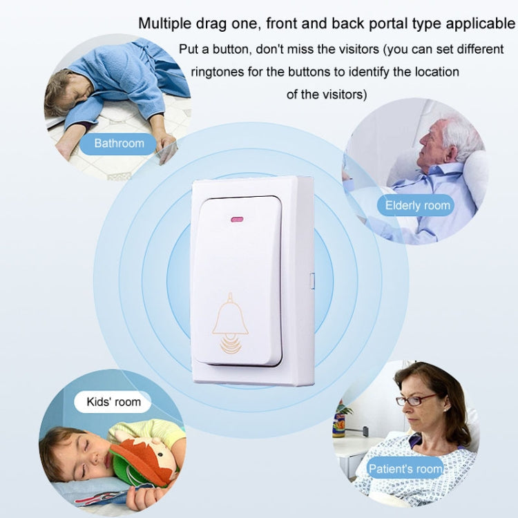 Flash Wireless Home Doorbell Self-Generated Smart Remote Control Doorbell Without Batteries, Specification: 1 For 1 White(EU Plug)