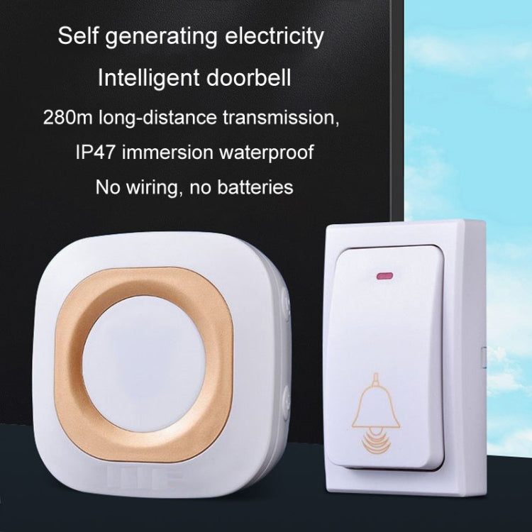 Flash Wireless Home Doorbell Self-Generated Smart Remote Control Doorbell Without Batteries, Specification: 1 For 1 White(EU Plug)