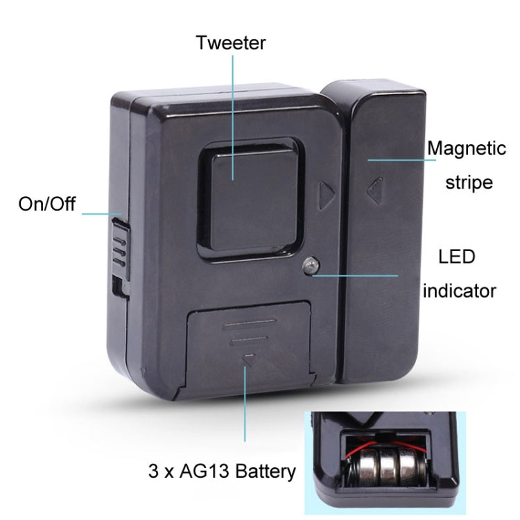 Door Magnetic Wireless Bell Door And Window Alarms Strong Adhesive Wolfproof Anti-theft Alarms(Black)