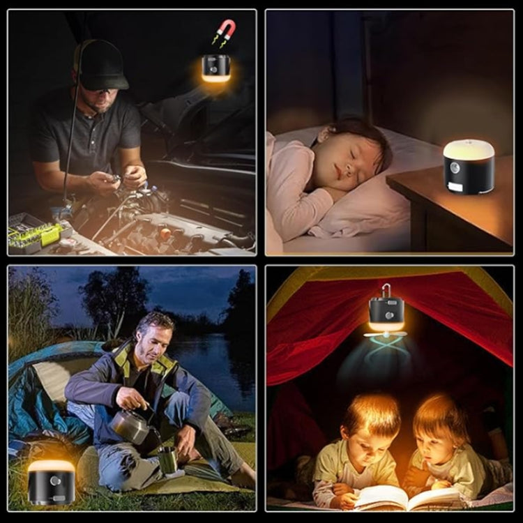 Outdoor Camping Tent Hanging Ambient Light Magnetic Spray Humidification Fan(Black)