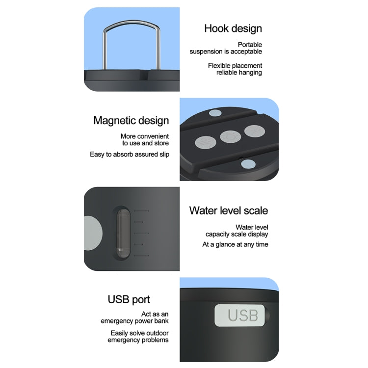 Outdoor Camping Tent Hanging Ambient Light Magnetic Spray Humidification Fan(White)