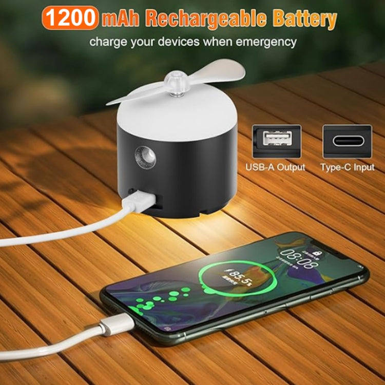 Outdoor Camping Tent Hanging Ambient Light Magnetic Spray Humidification Fan(Black)