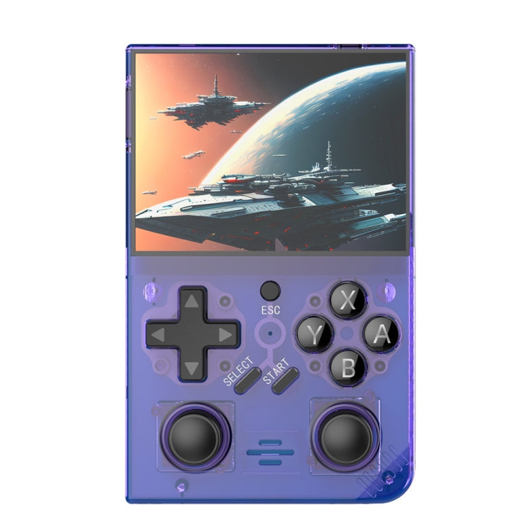 R35PLUS 3.5 Inch Handheld Game Console Built-in 64G 10,000+ Games(Transparent Purple)