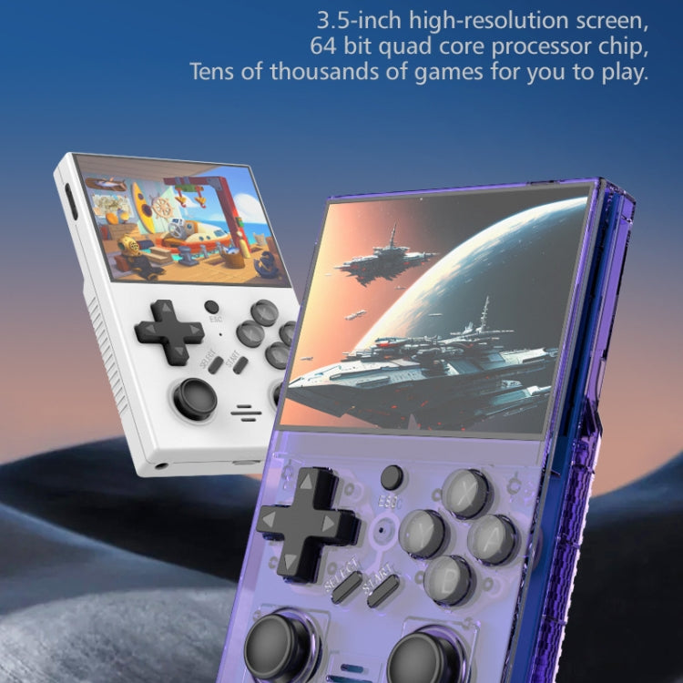 R35PLUS 3.5 Inch Handheld Game Console Built-in 64G 10,000+ Games(Transparent Purple)
